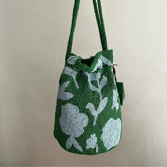 Kate Spade x Target Green & Blue Beaded Floral Bucket Bag NWT - Picture 6 of 6